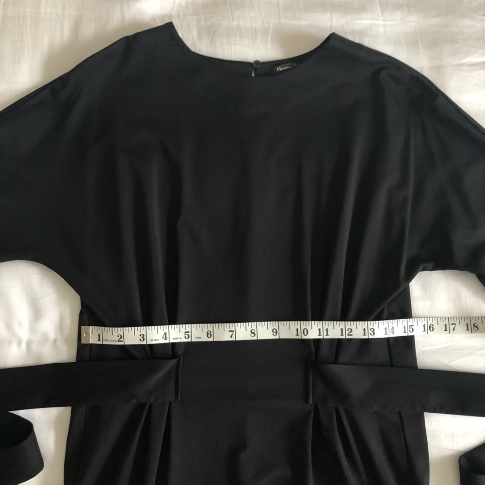 Massimo Dutti Long Black Dolman Sleeve Dress with Waist Ties - Picture 8 of 10